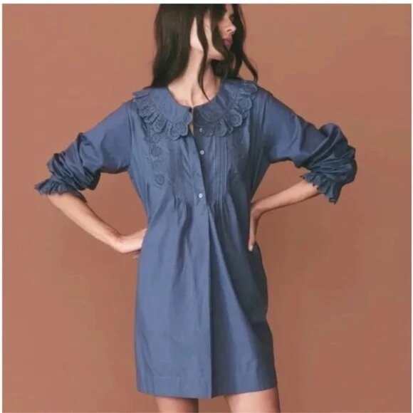 Doen Nerona Shirt Dress in Atlantic Blue - Medium - EUC - Picture 3 of 8